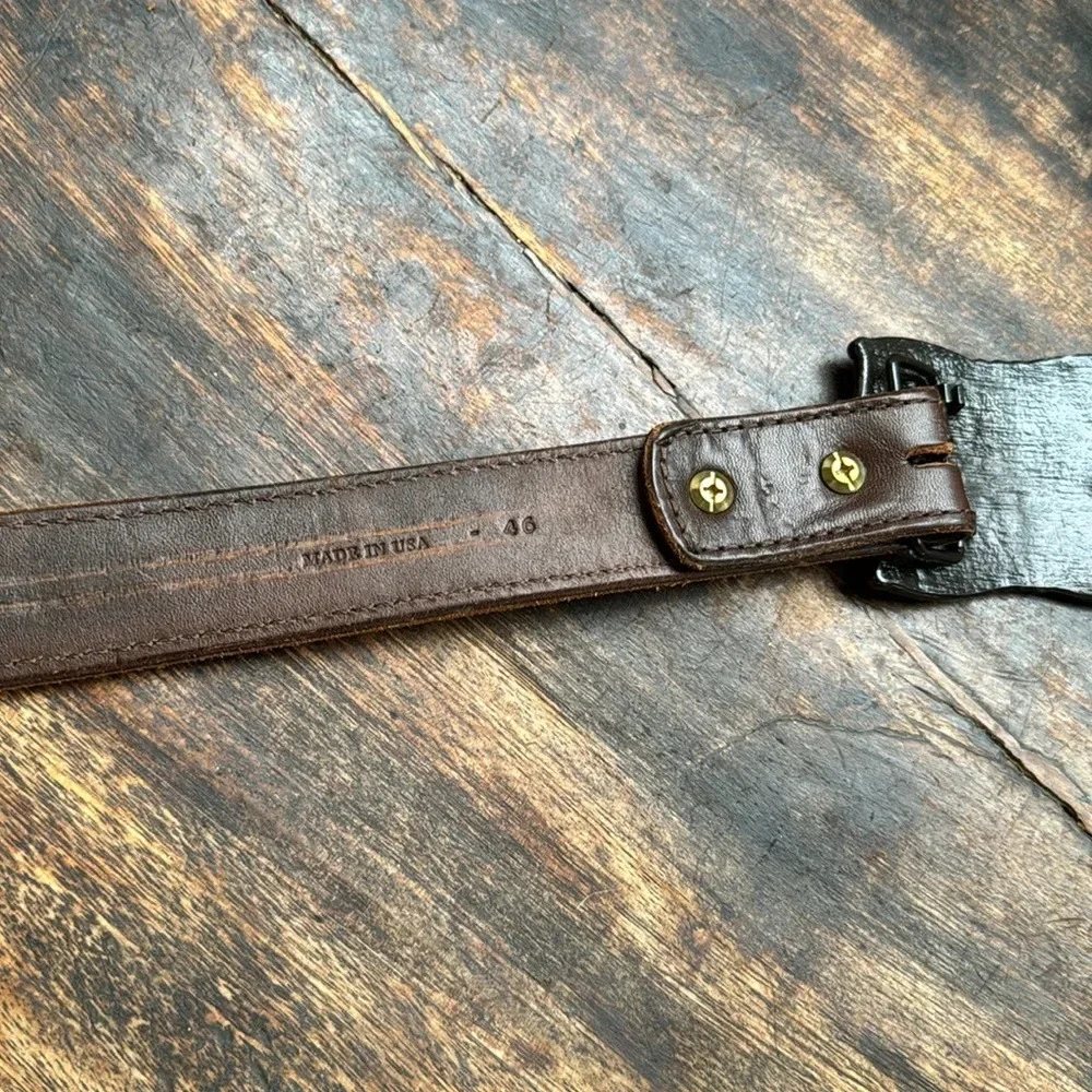NRA travel zipper belt w/ American Eagle, Flag & NRA embossed leather belt sz 46